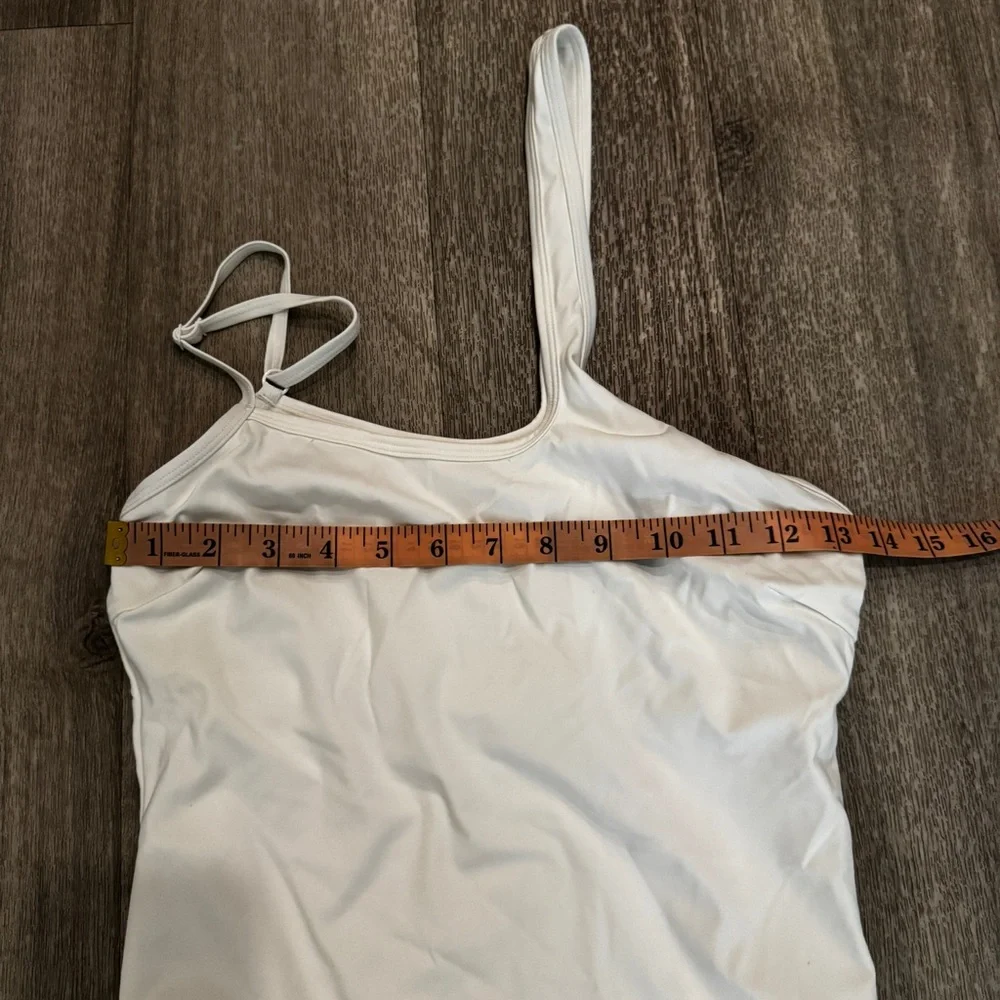 White asymmetrical thong bodysuit